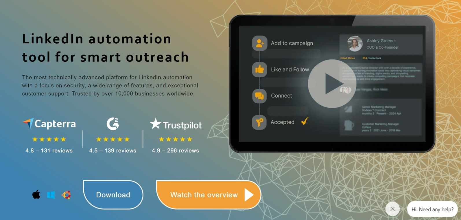 The LinkedHelper home page.