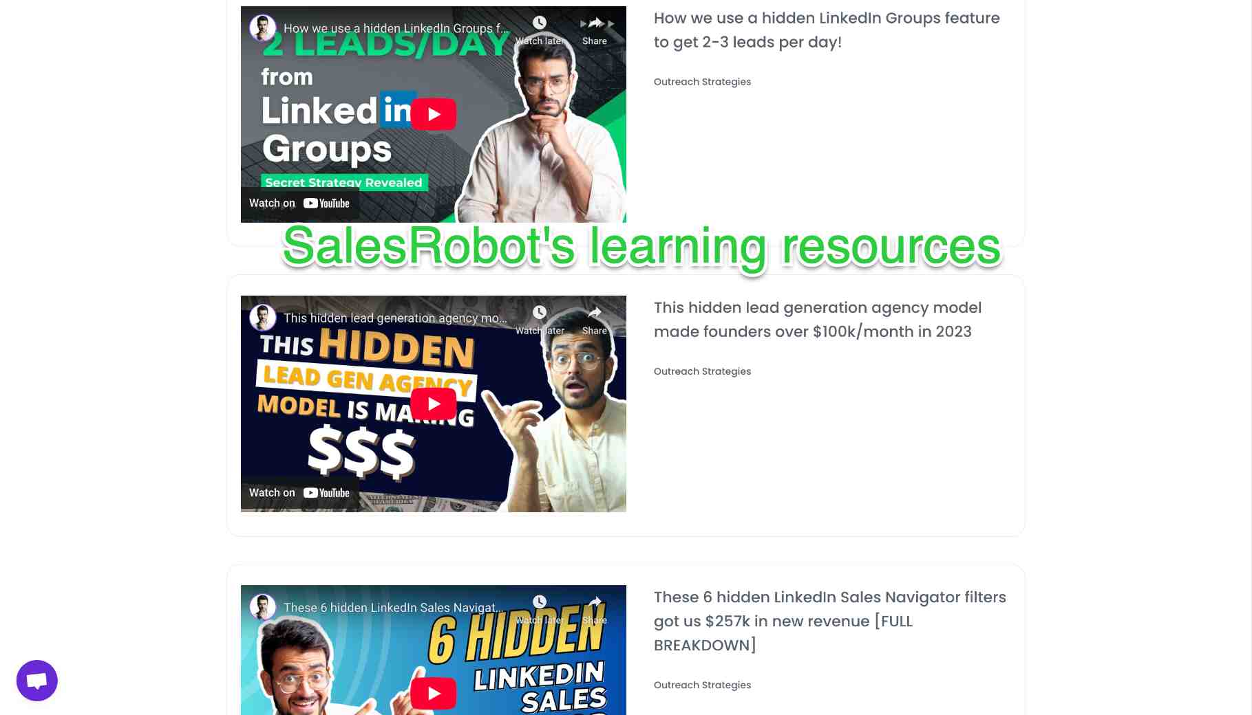 SalesRobot's learning resources