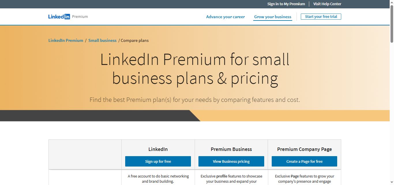 LinkedIn premium page