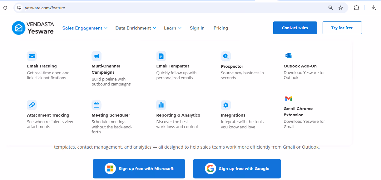 Yesware features