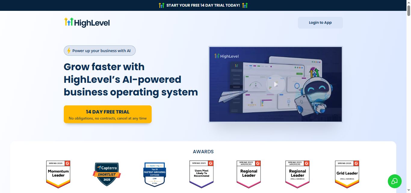 gohighlevel homepage