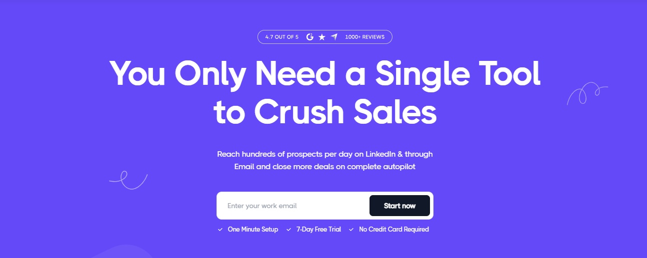 Dripify website advertising a single tool to crush sales.