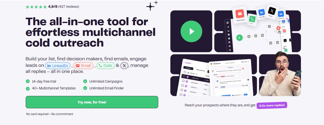 The all-in-one tool for effortless multichannel cold outreach.