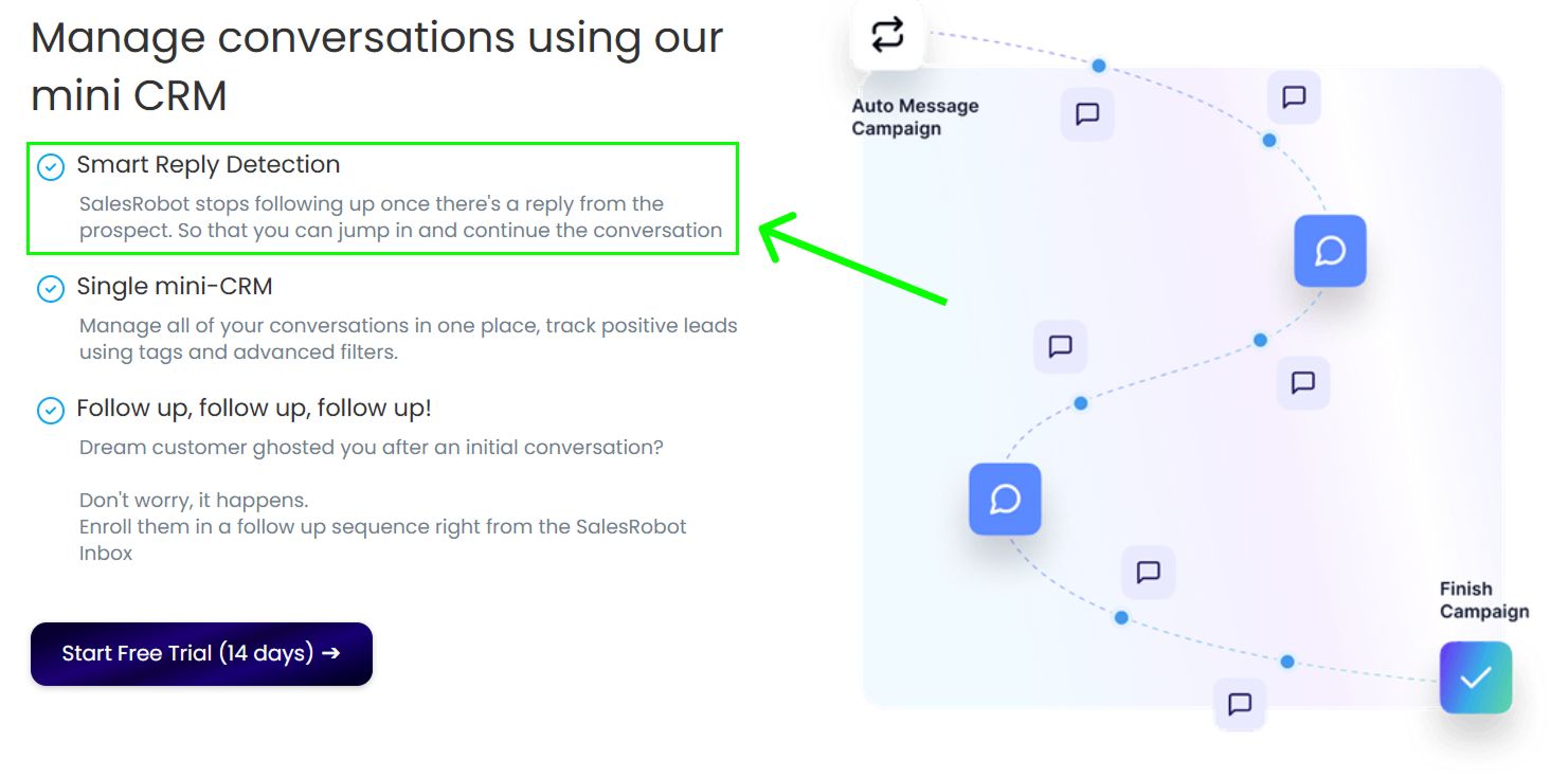 SalesRobot Smart Reply Detection and mini CRM