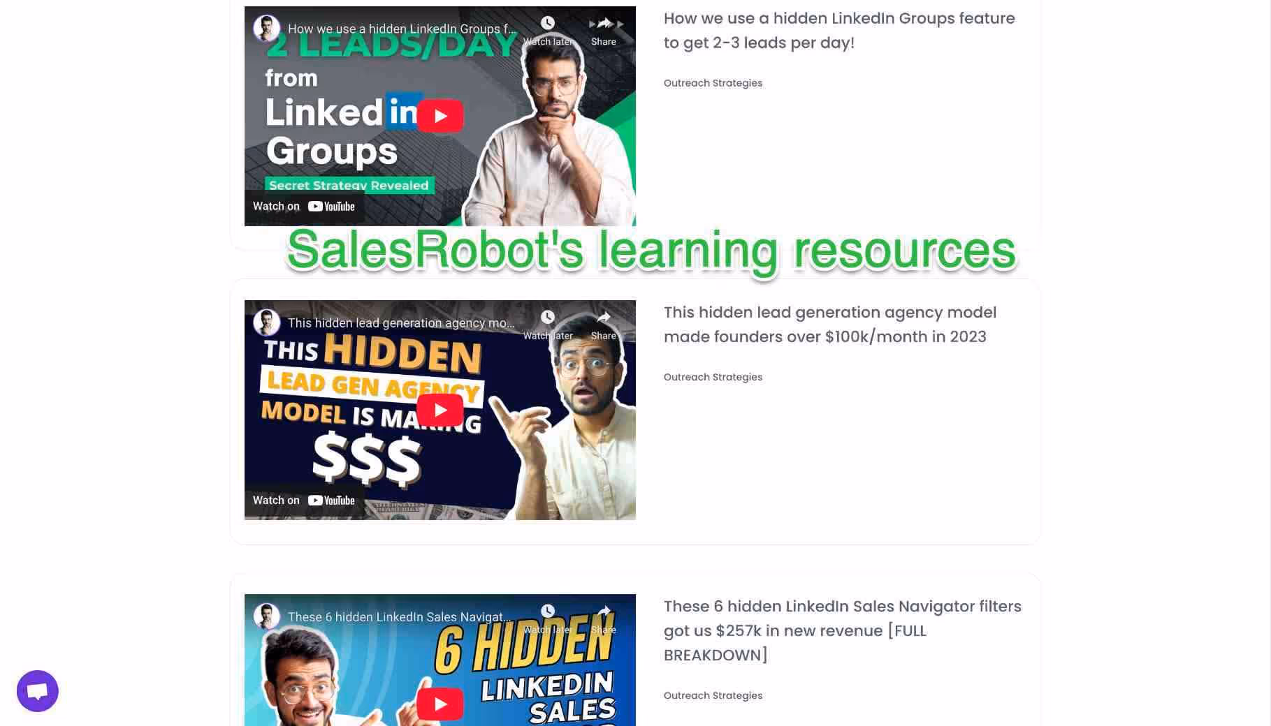 SalesRobot's learning resources