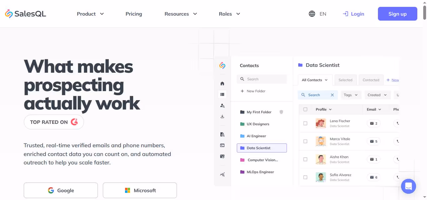 SalesQL homepage