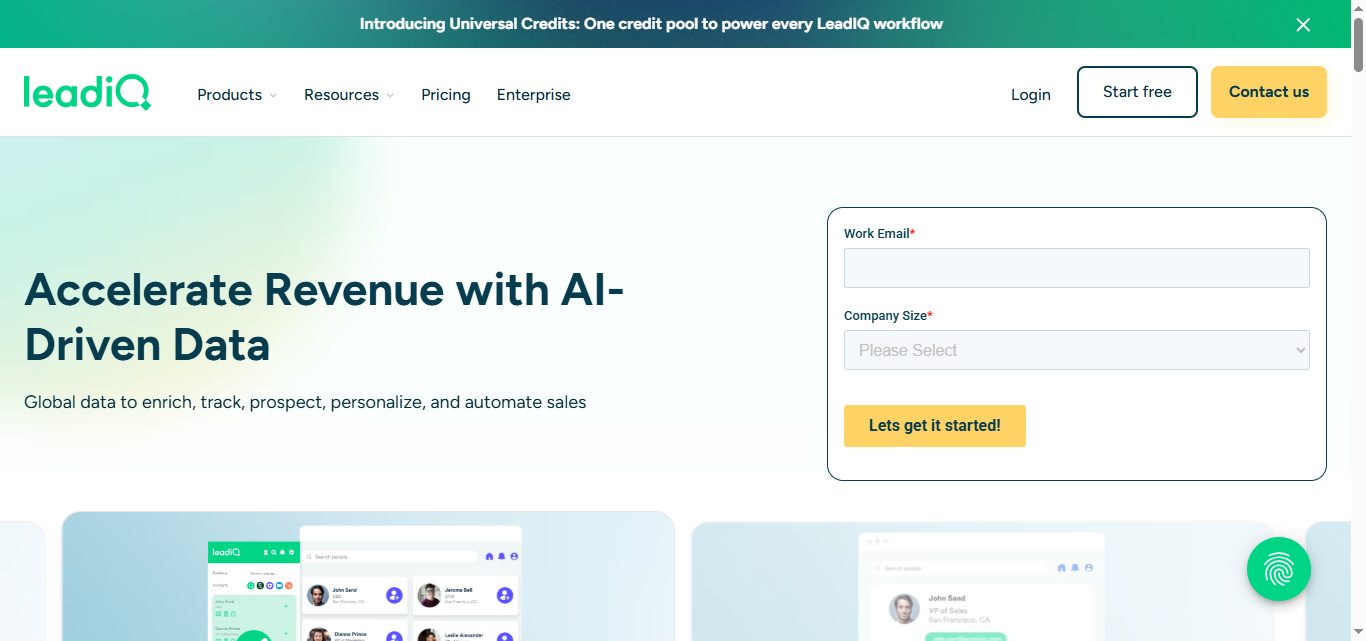 leadiq homepage