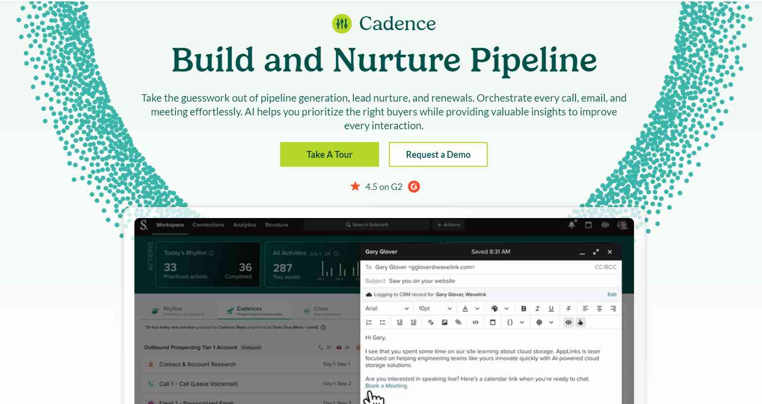 Salesloft cadence feature homepage