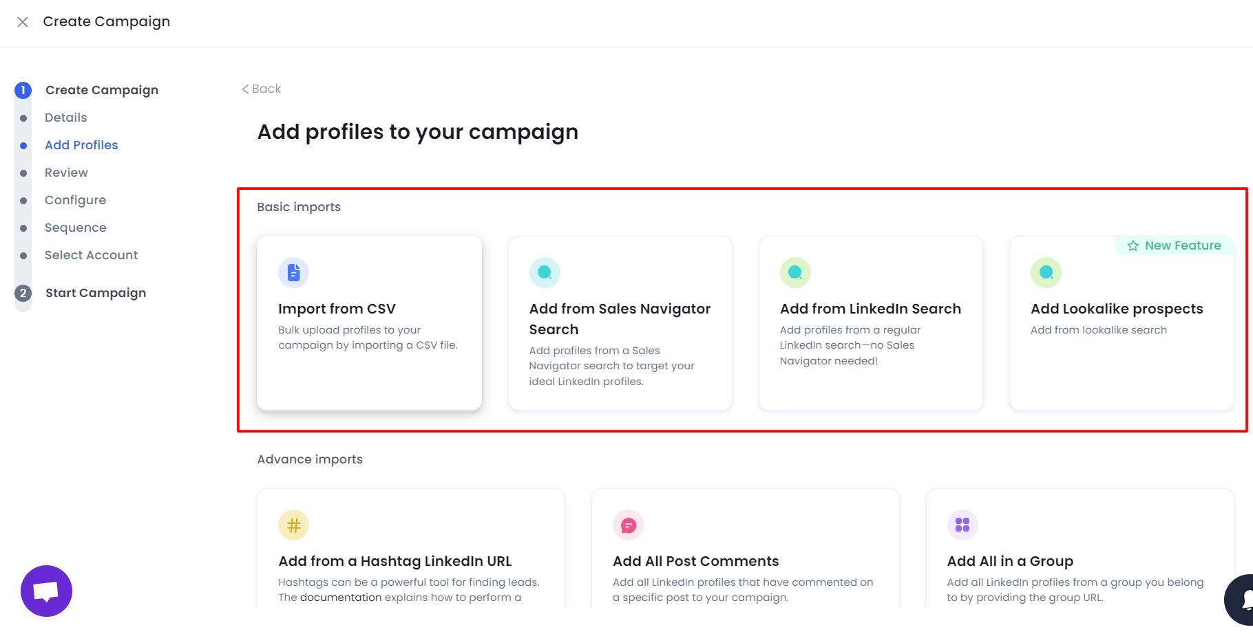 SalesRobot prospect pull options 