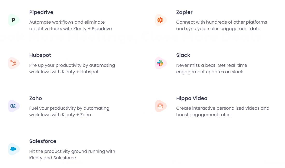 Klenty integrations list 