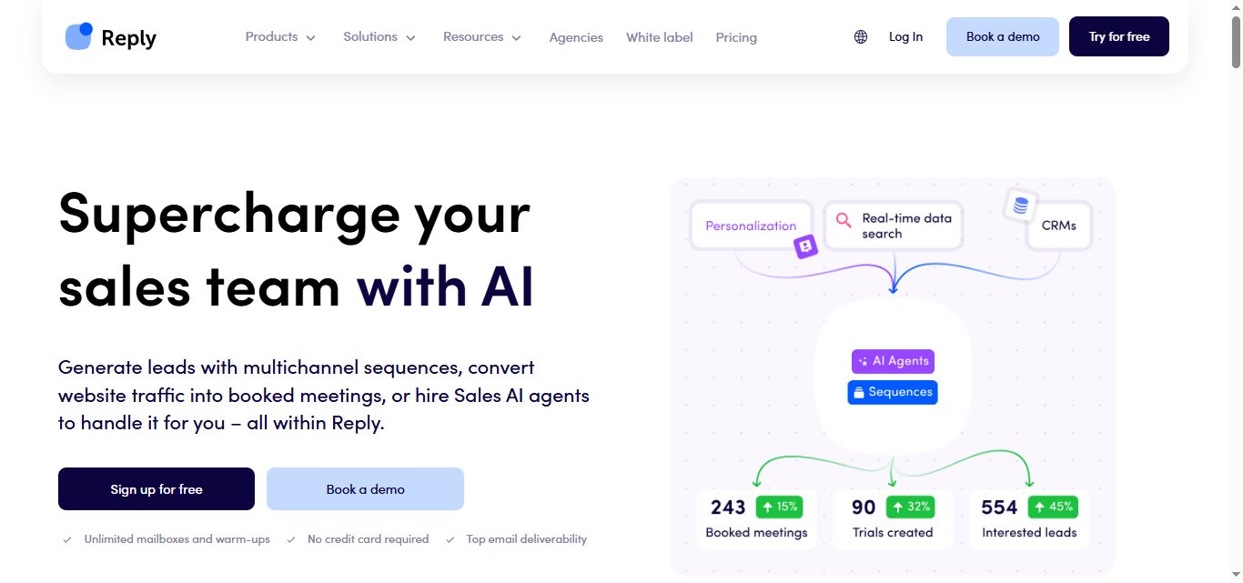 Reply website homepage.