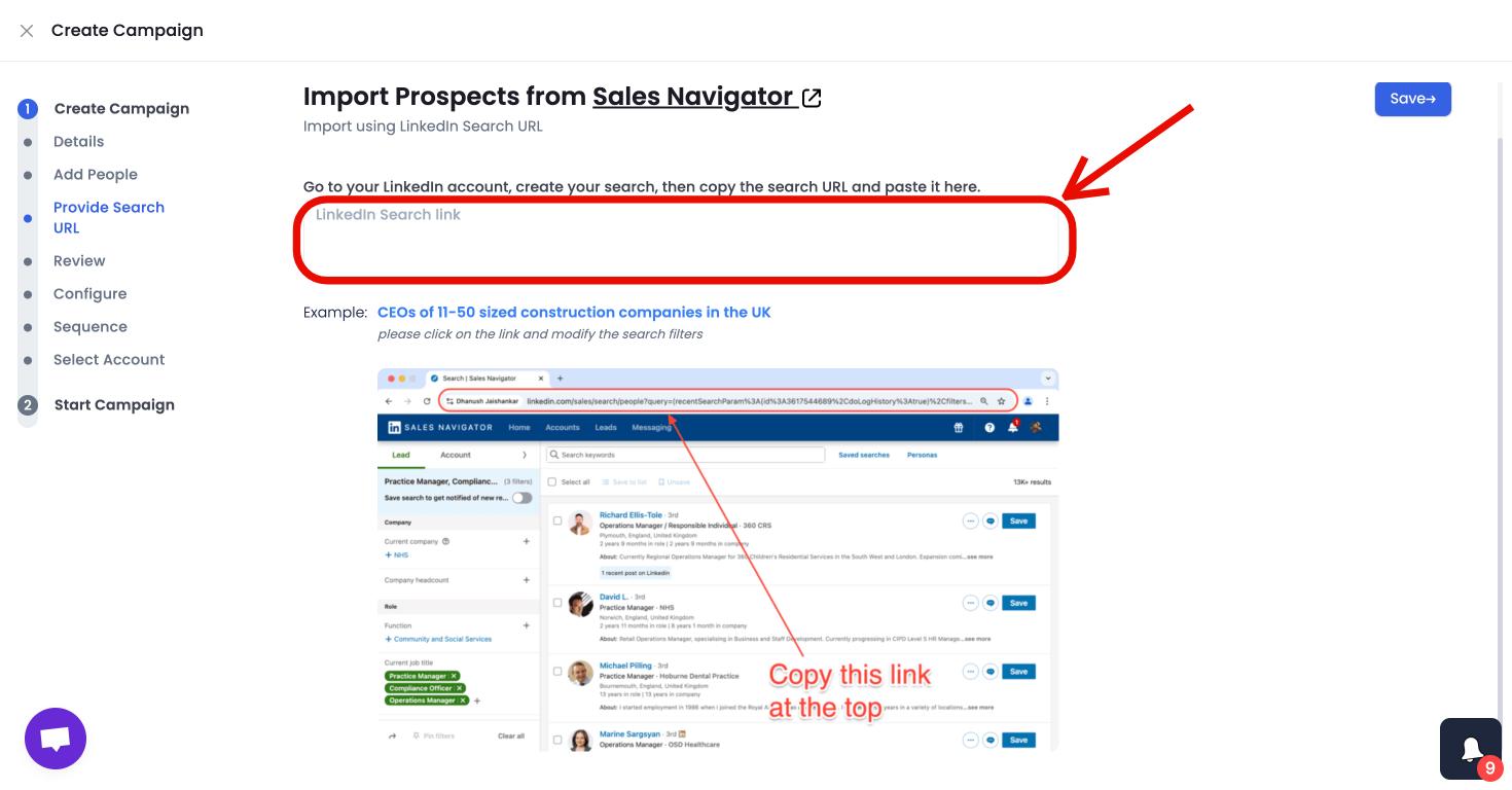 A screenshot of the SalesRobot page showing the "Configure Settings" page.