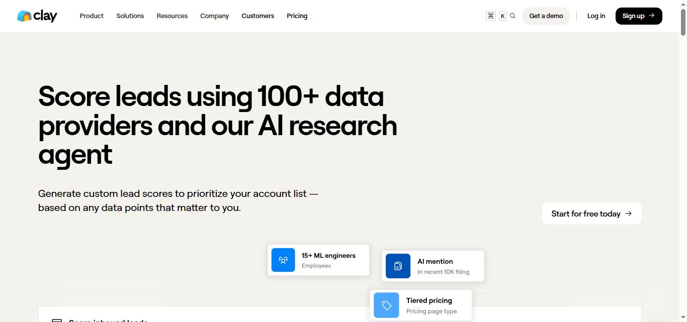 Advanced lead scoring in Clay