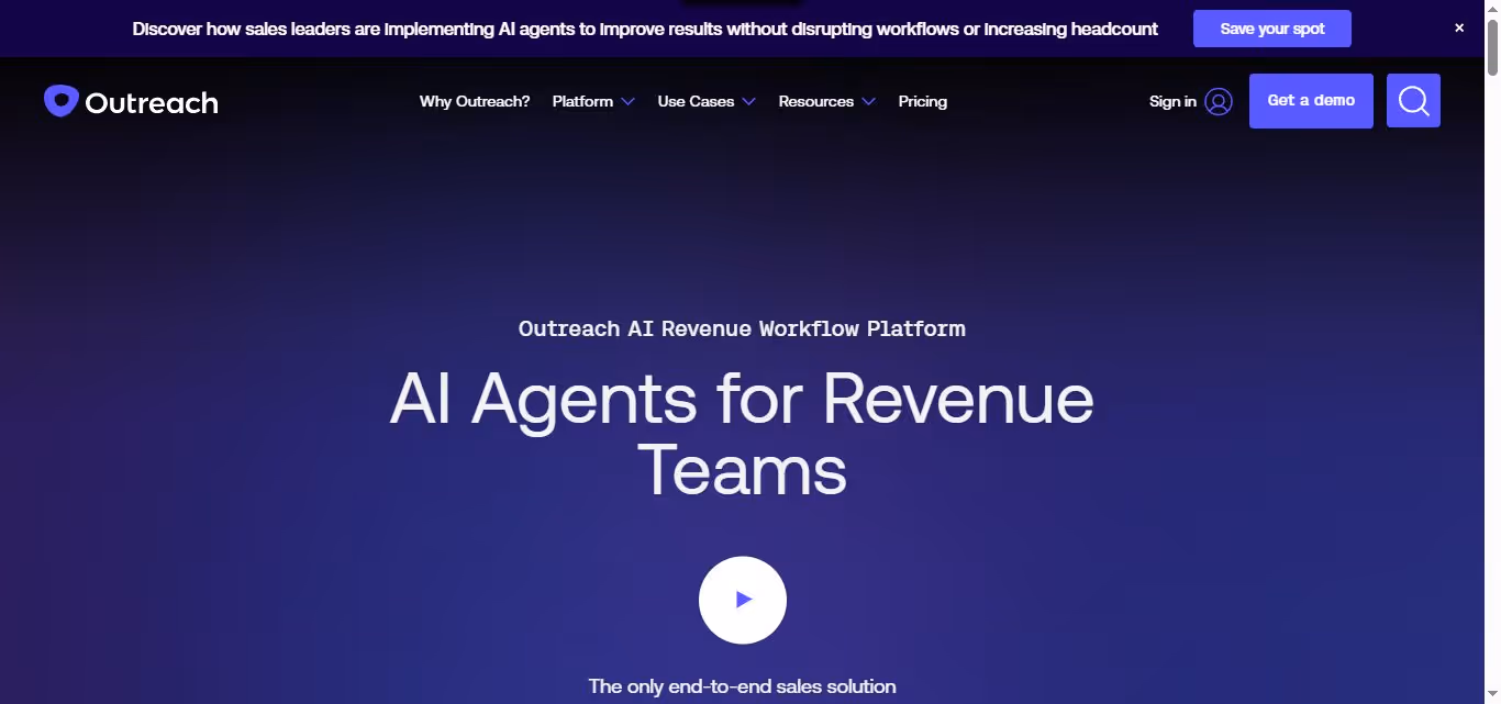 Outreach.io homepage