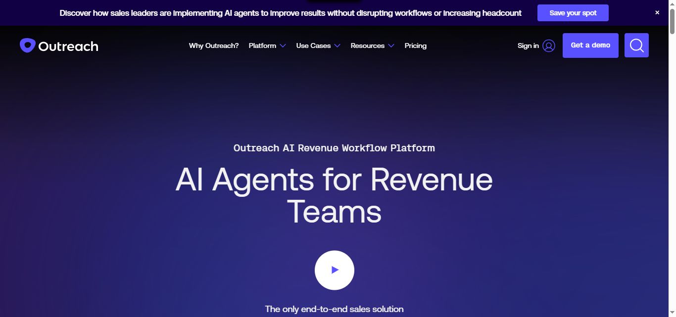 Outreach.io homepage