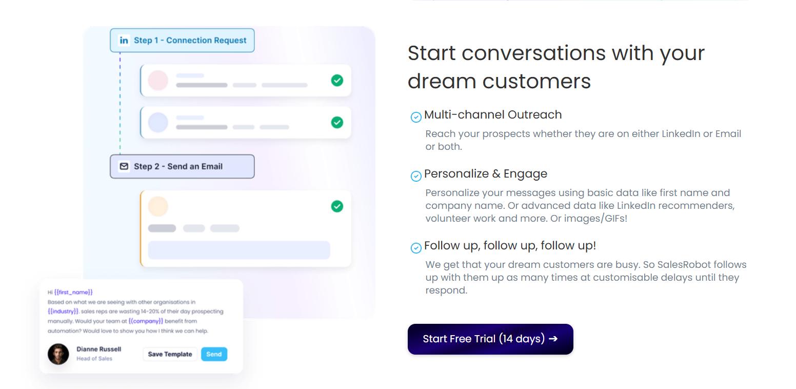 SalesRobot's multi-channel outreach capabilities for engaging potential customers.
