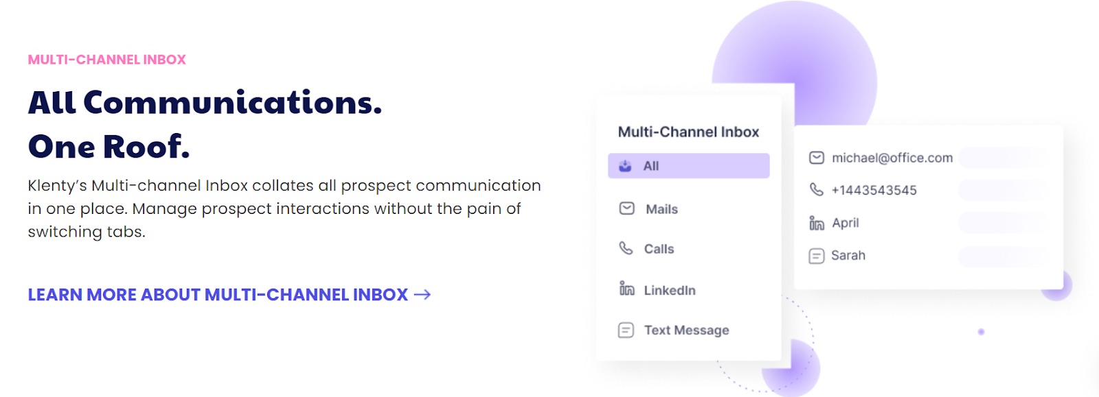 Klenty Multi inbox setup feature screenshot