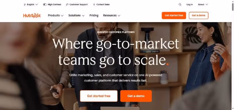 Hubspot homepage