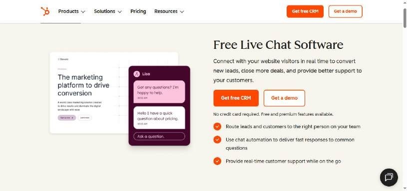 Hubspot Live chatbot