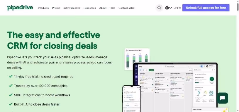 Pipedrive homepage