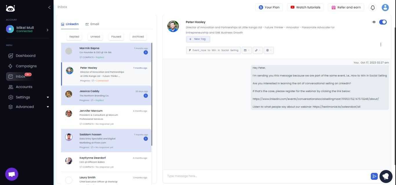 SalesRobot inbox mini-CRM