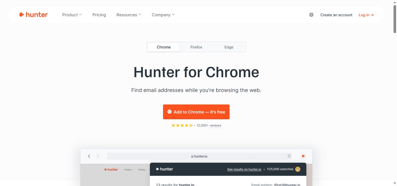 Hunter.io chrome extension