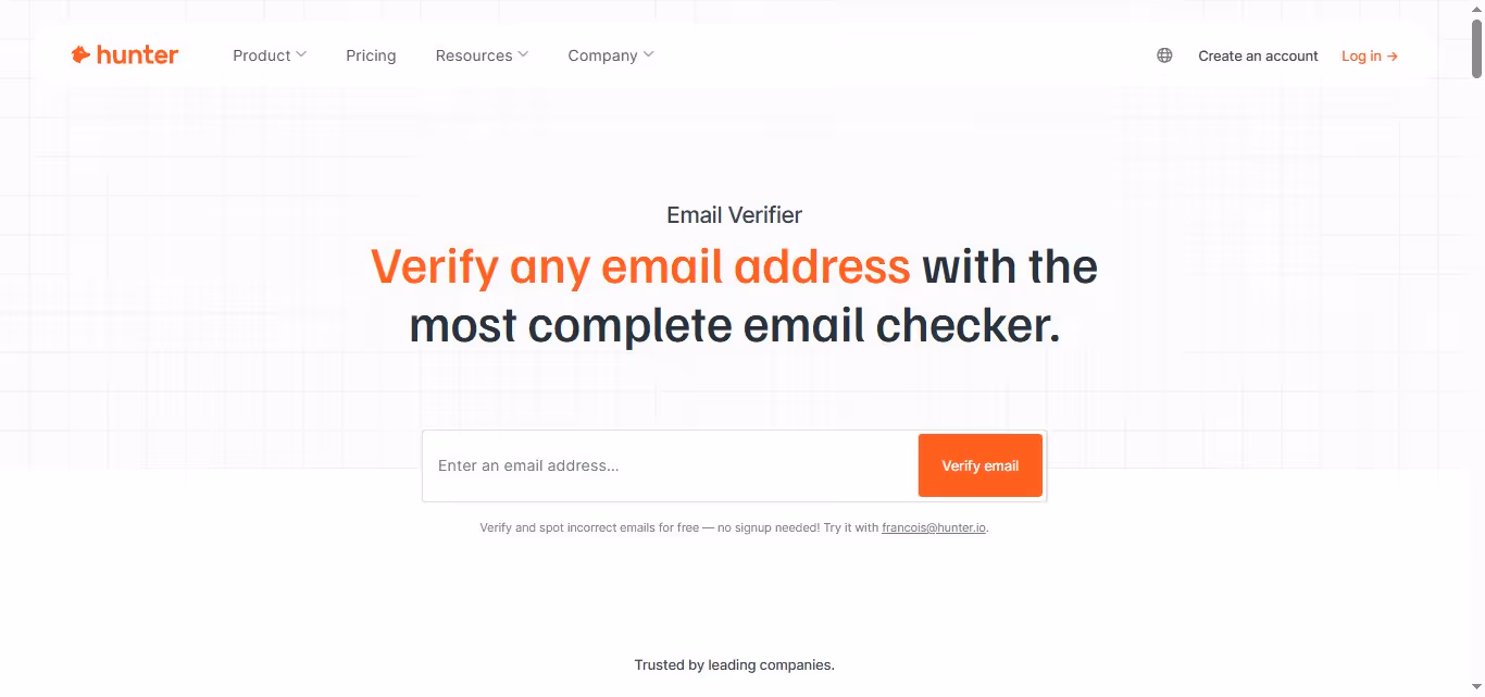 Email verifier in Hunter.io