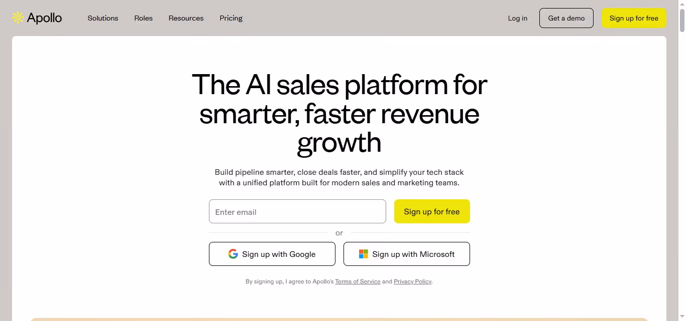 Apollo.io homepage