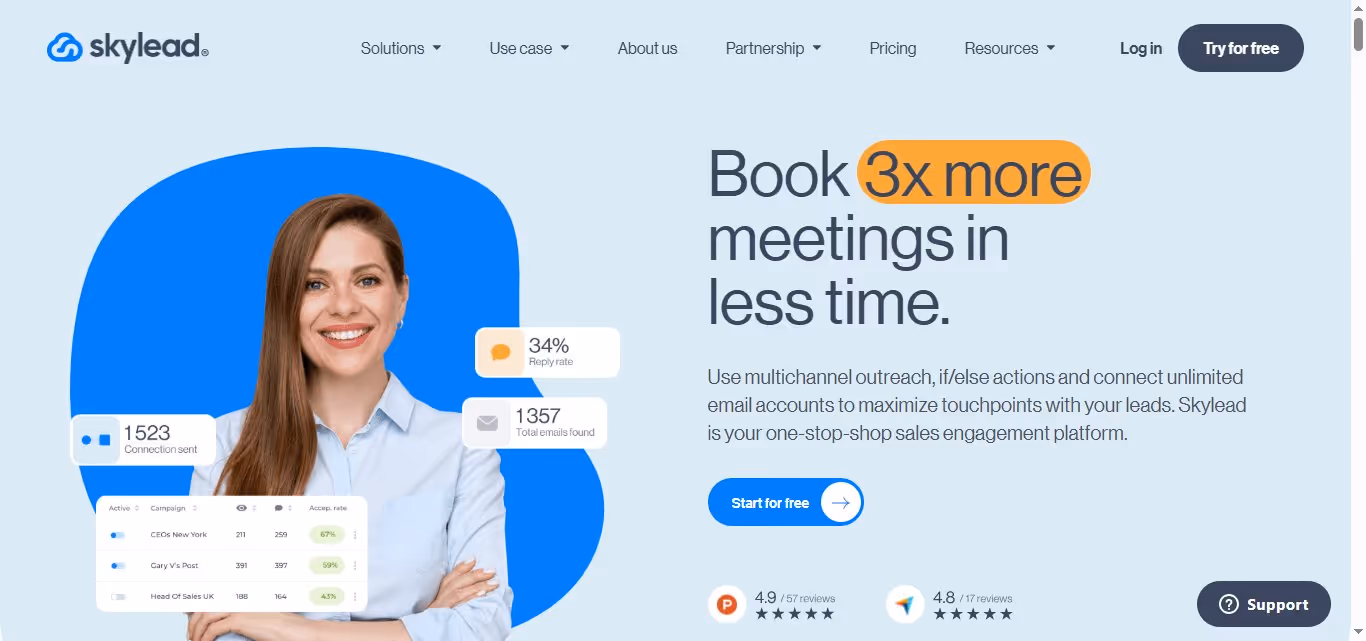 Skylead homepage