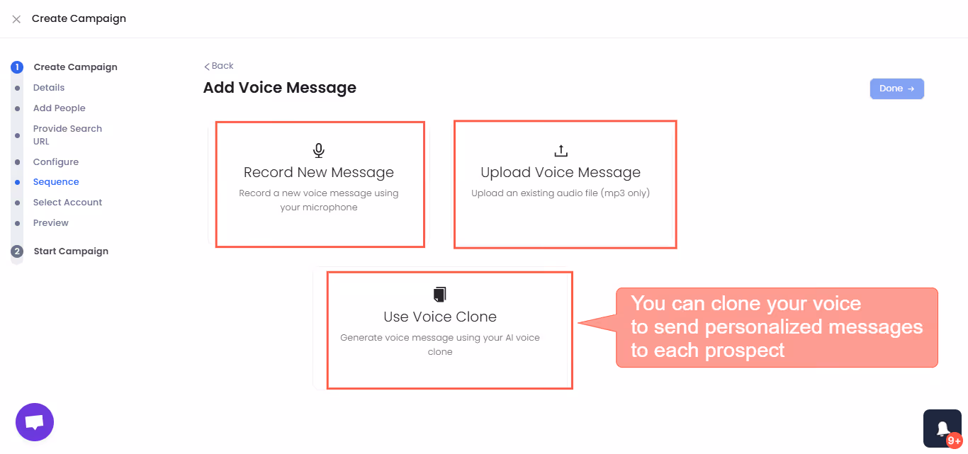 clone voice notes in SalesRobot