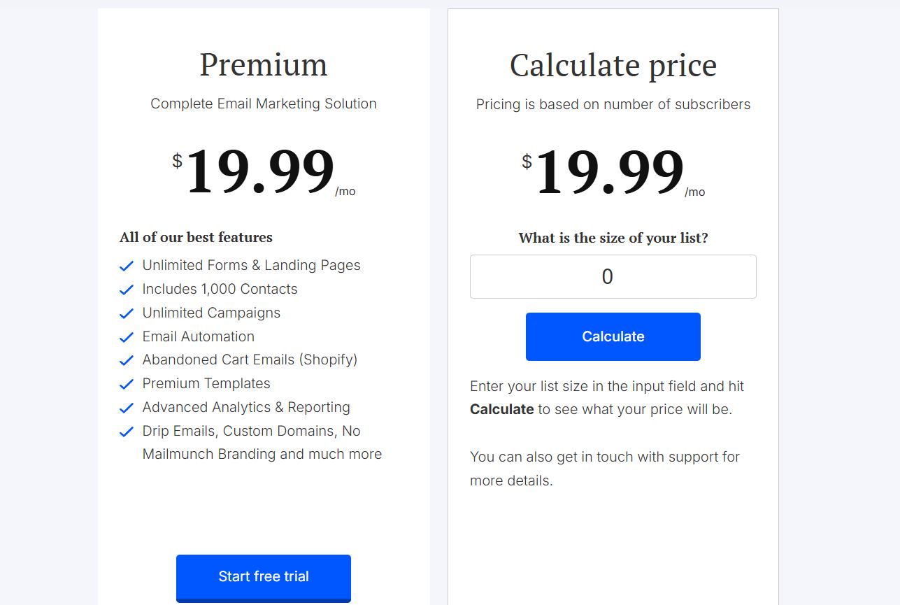 MailMunch Pricing Plans
