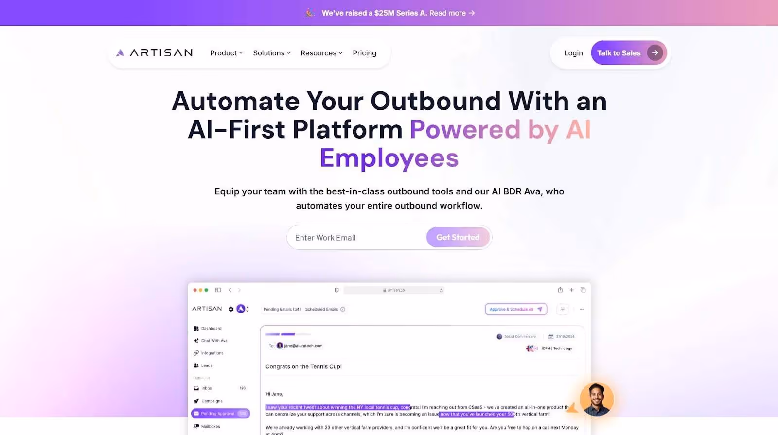 Artisan AI homepage
