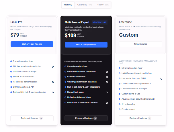 lemlist pricing