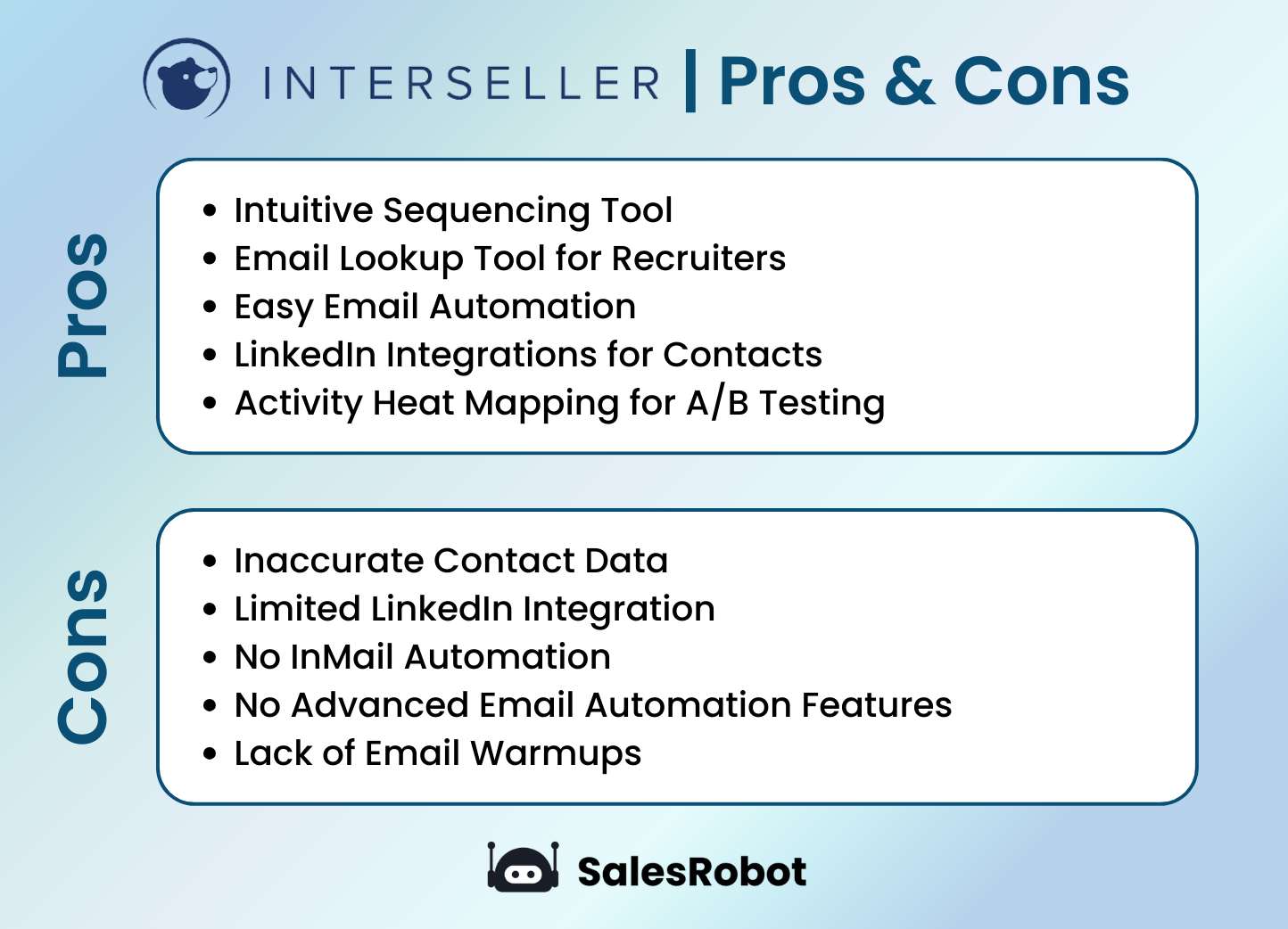 Interseller pros and cons table