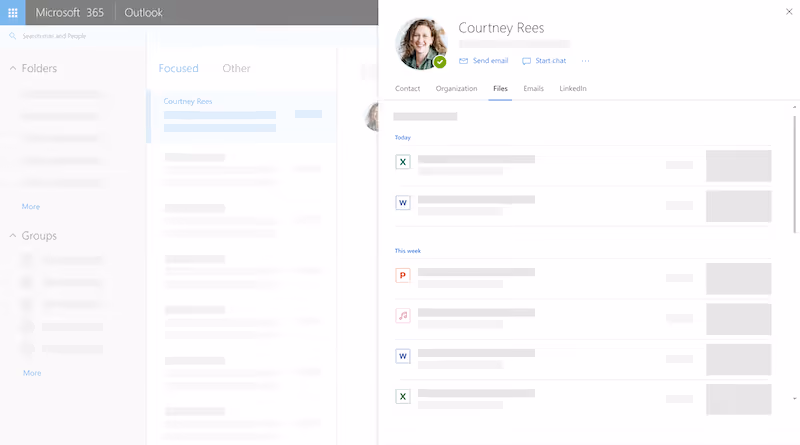 LinkedIn profile cards in Outlook