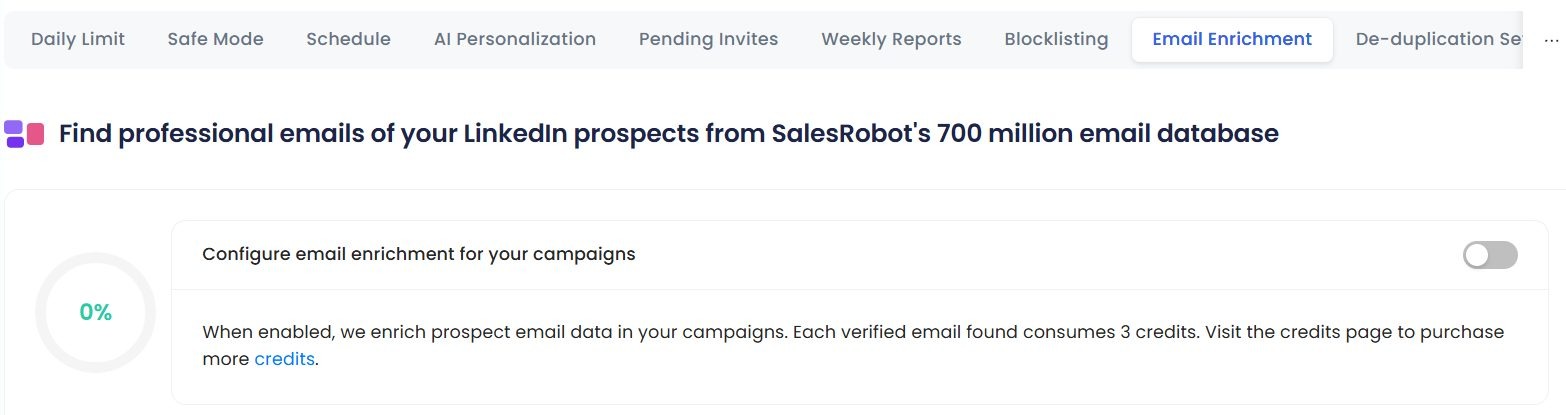 Email enrichment feature SalesRobot