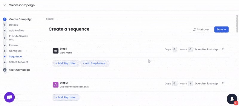 Automated campaign sequence in SalesRobot