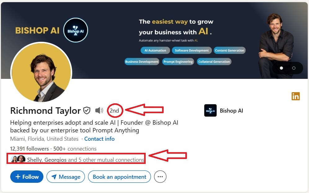 how to spot a 2nd degree connection.