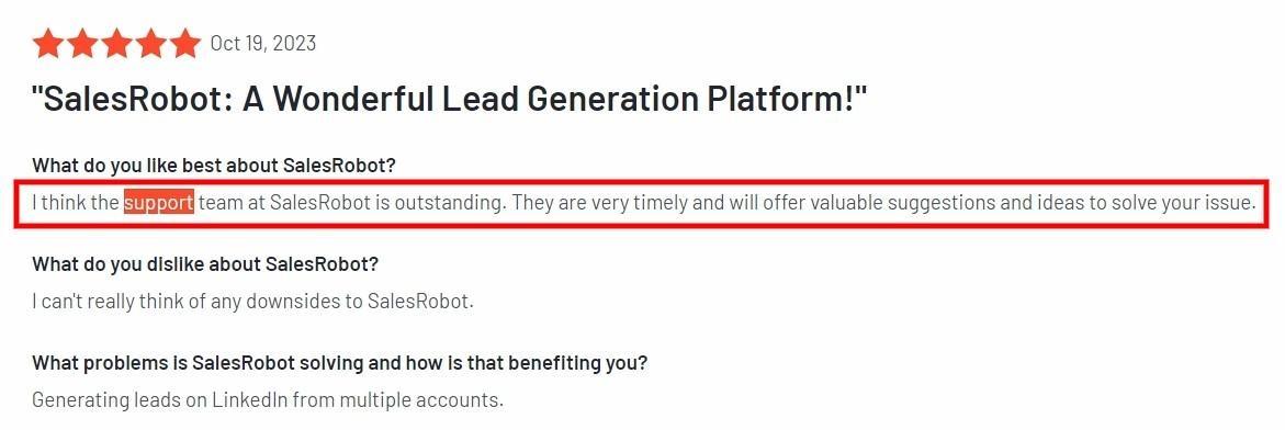 SalesRobot review: Wonderful lead generation platform with outstanding support team.