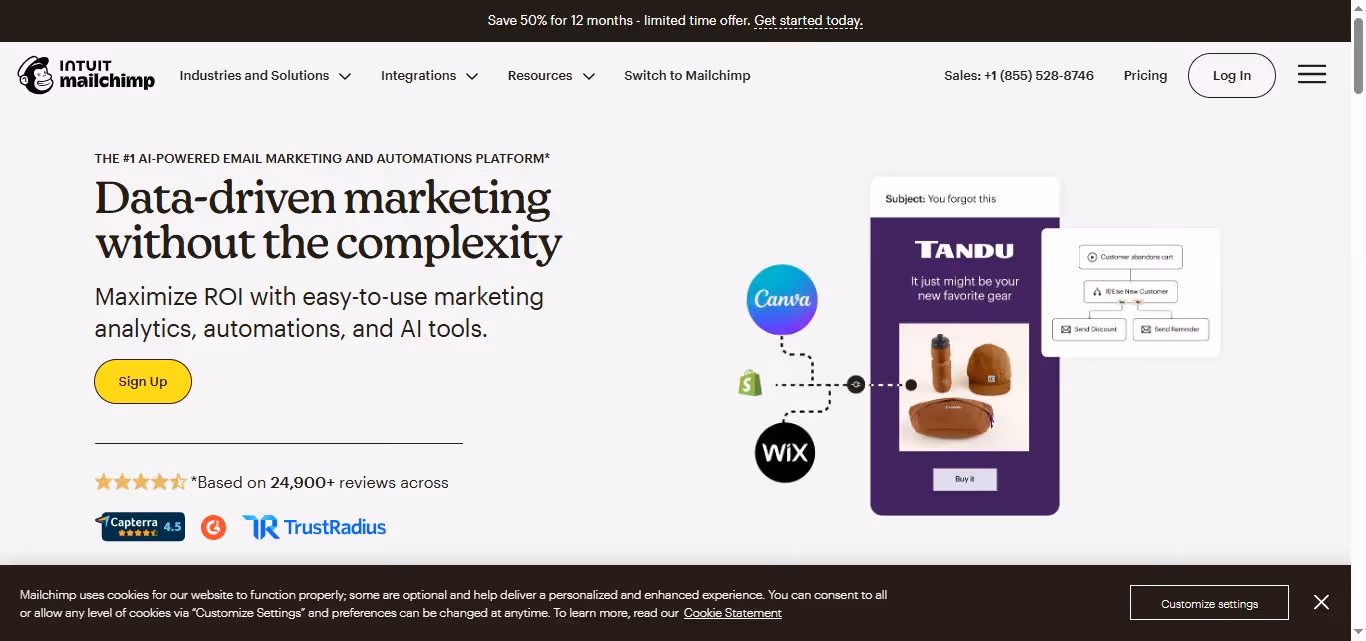 Mailchimp homepage