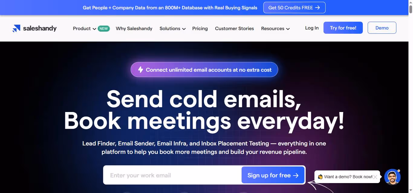 Saleshandy homepage