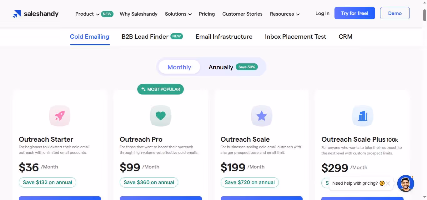 Saleshandy pricing