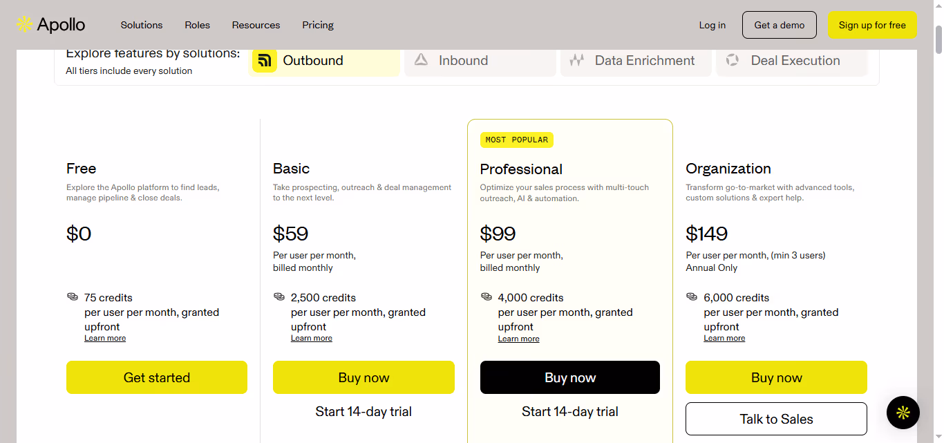apollo pricing