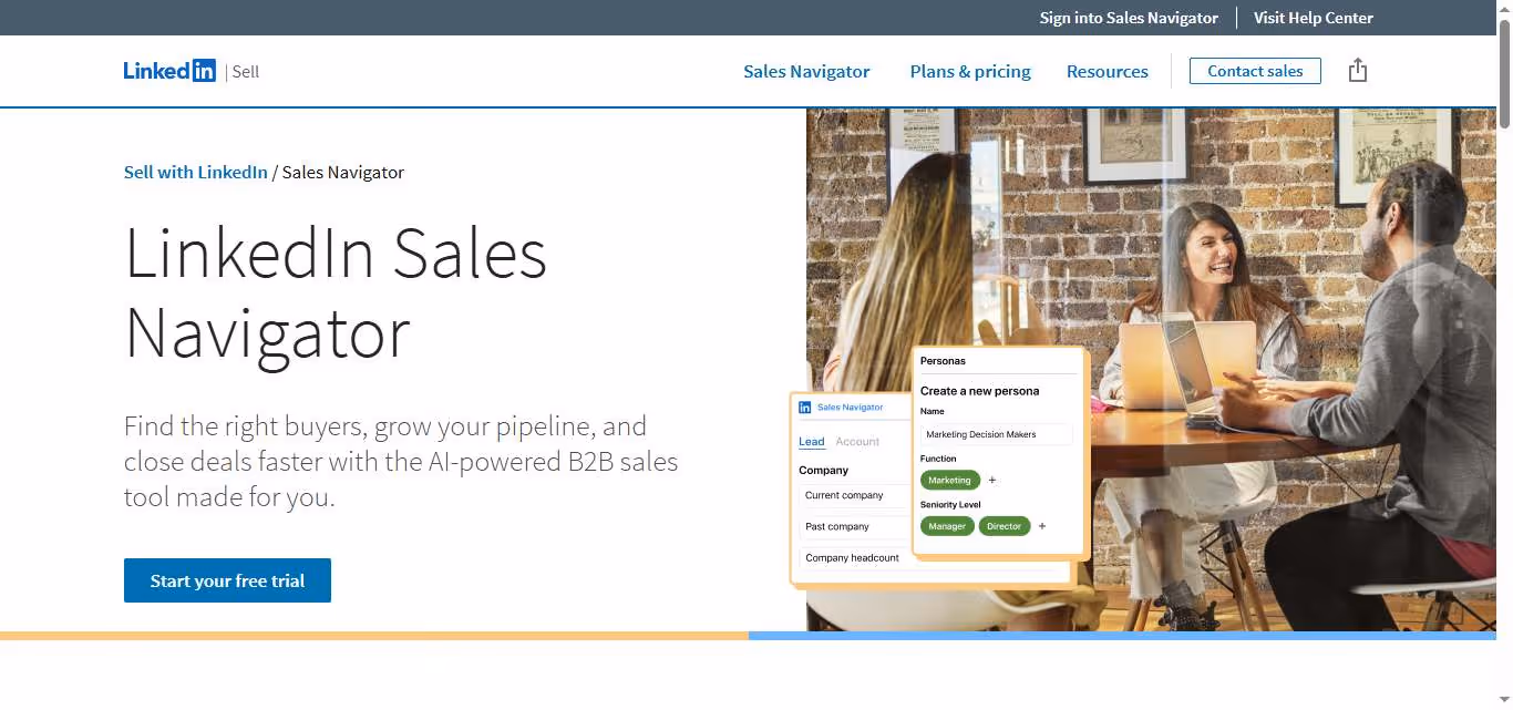 Sales Navigator homepage