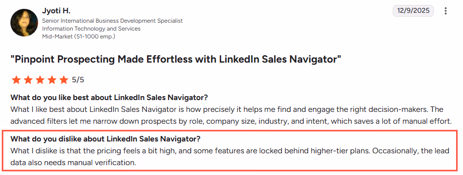 Sales navigator G2 review