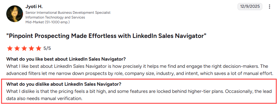 Sales navigator G2 review