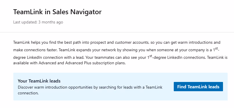teamlink in sales nav