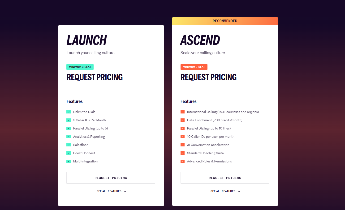 Orum Pricing page