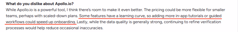 apollo review about learning curve