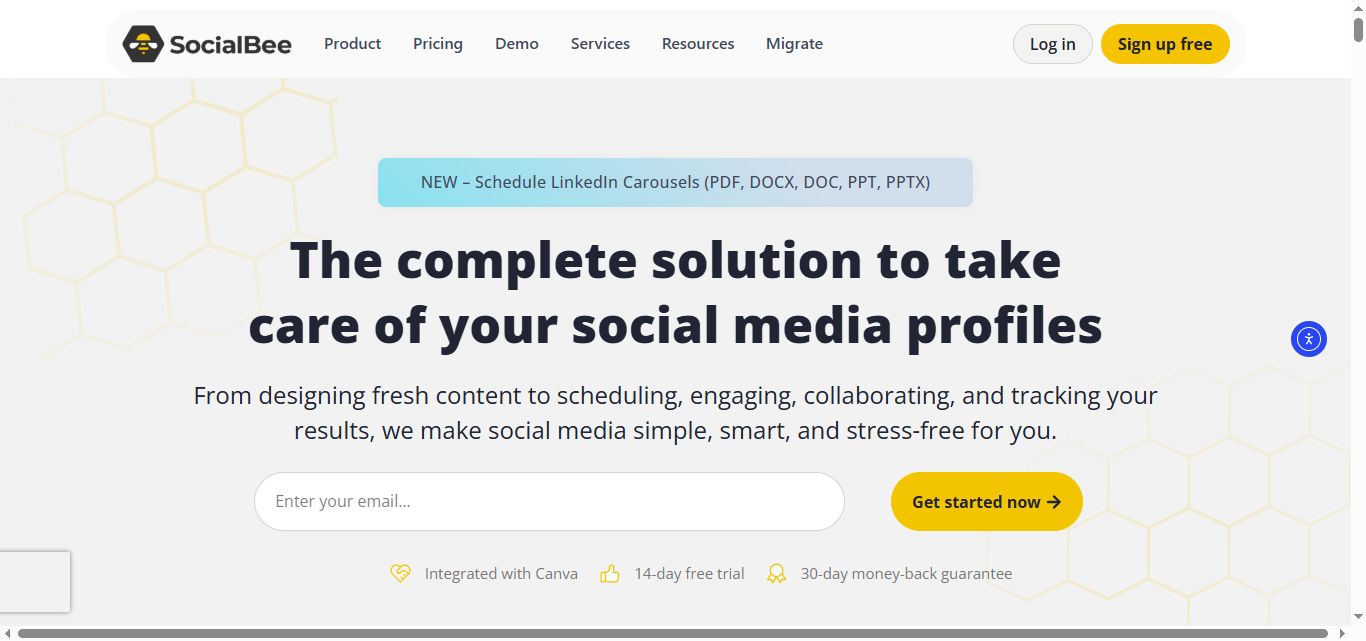 SocialBee homepage